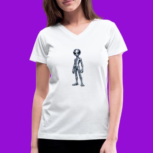 Silver Alien - Women's V-Neck T-Shirt