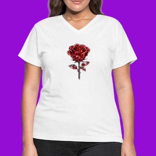 Silver Rose - Women's V-Neck T-Shirt