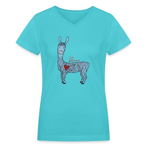 Cute llama - Women's V-Neck T-Shirt