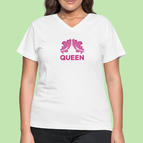 Queenlisse™ Signature Crown T-Shirt – Elegant - Women's V-Neck T-Shirt