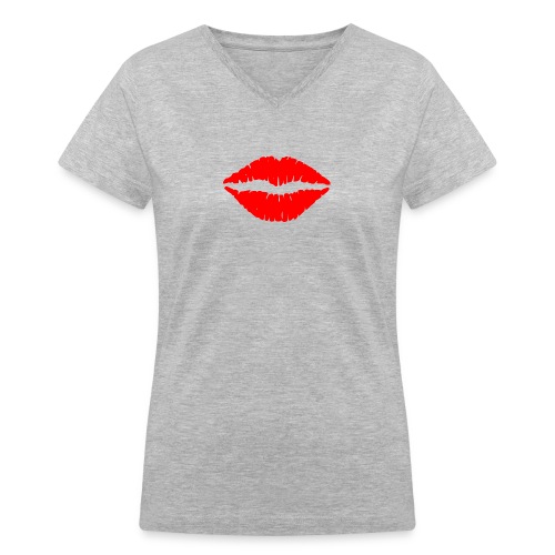 Red Lips Kisses - Women's V-Neck T-Shirt