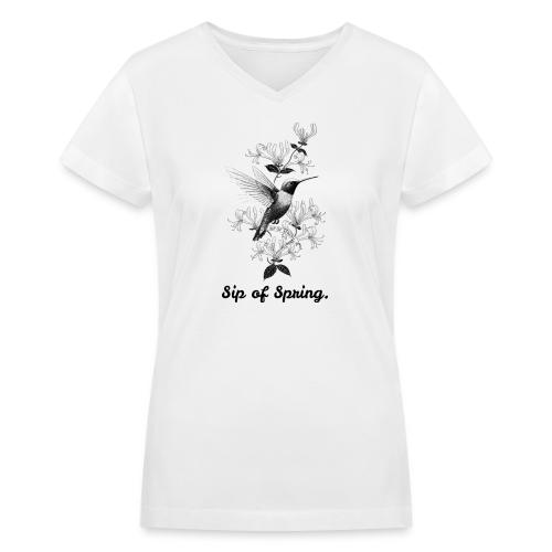 Hummingbird T-Shirt, Honeysuckle Vine - Women's V-Neck T-Shirt