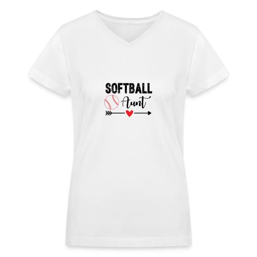 Softball Aunt - Women's V-Neck T-Shirt