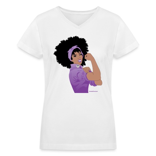 GlobalCouture WeCanDoItPurple Girl RGB png - Women's V-Neck T-Shirt