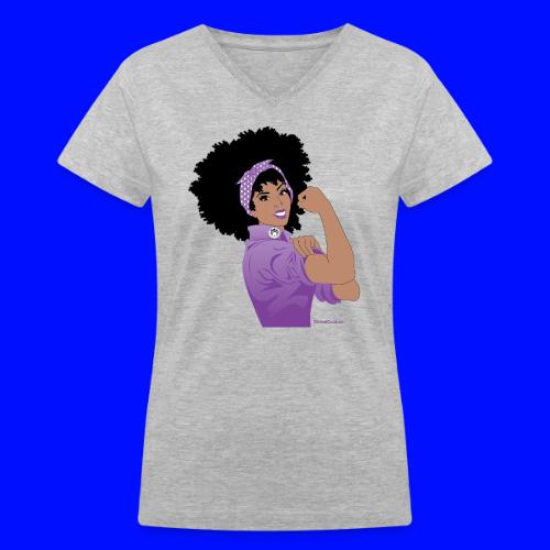 GlobalCouture WeCanDoItPurple Girl RGB png - Women's V-Neck T-Shirt