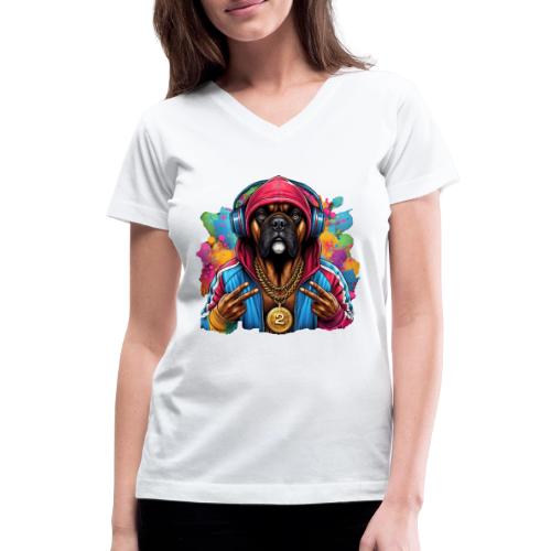 Boxer Dog Splash Art - Women's V-Neck T-Shirt