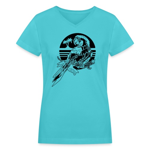 Tropical Parrot - Women's V-Neck T-Shirt