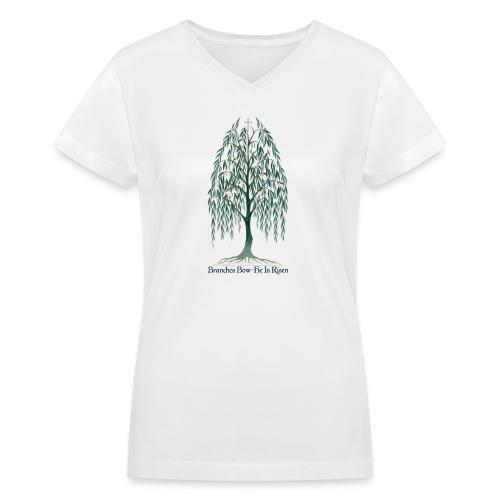 Easter Branches Bow Willow T Shirt, Easter Gift - Women's V-Neck T-Shirt