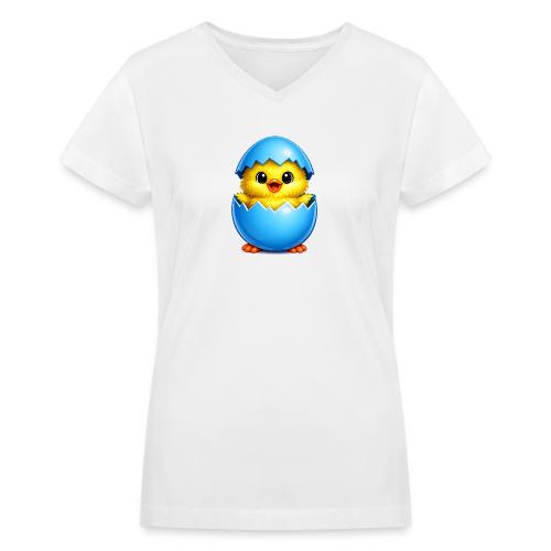Easter Chick Blue - Women's V-Neck T-Shirt