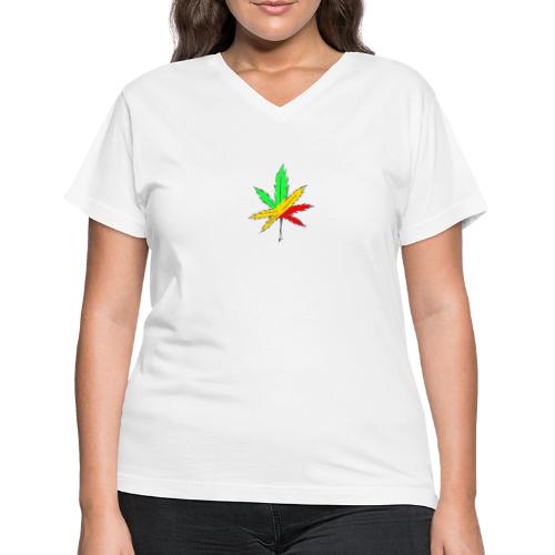 Rasta leaf - Women's V-Neck T-Shirt