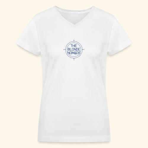 The Blonde Nomads Blue Logo - Women's V-Neck T-Shirt