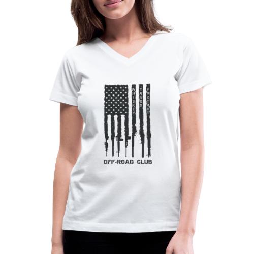 WTF Tattered Flag - Coal w/ Hashtag - Women's V-Neck T-Shirt