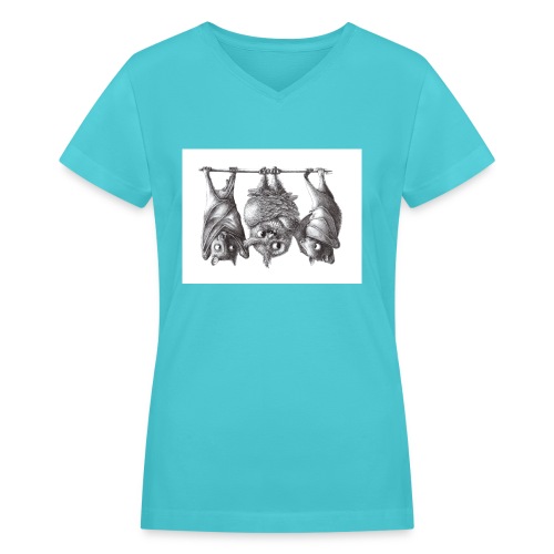 Vampire Owl with Bats - Women's V-Neck T-Shirt