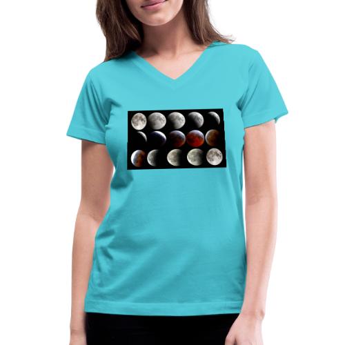 Lunar Eclipse Progression - Women's V-Neck T-Shirt