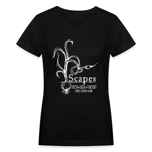 Scapes logo all white 1 png - Women's V-Neck T-Shirt