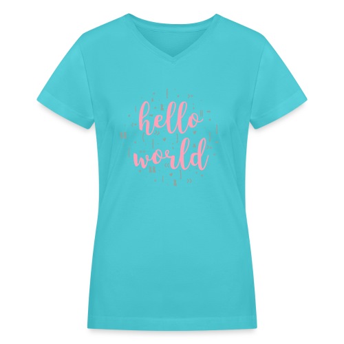 hello world two color - Women's V-Neck T-Shirt