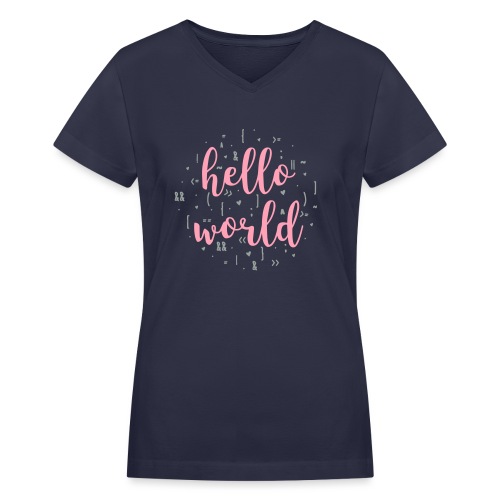 hello world two color - Women's V-Neck T-Shirt