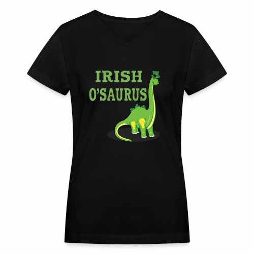 St Patrick's Day Irish Dinosaur St Paddys Shamrock - Women's V-Neck T-Shirt