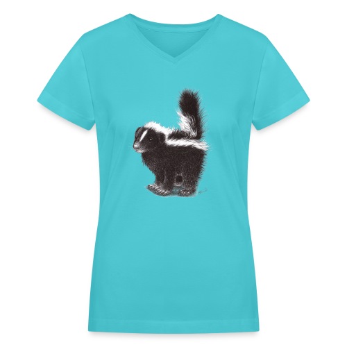 Cool cute funny Skunk - Women's V-Neck T-Shirt