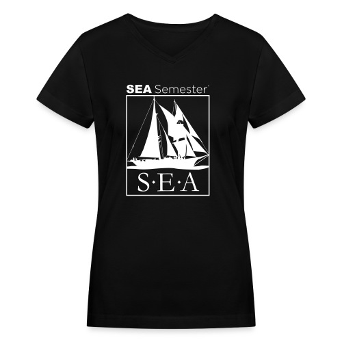 SEA_logo_WHITE_eps - Women's V-Neck T-Shirt