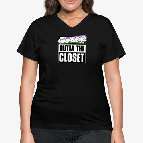 Queer Outta the Closet - Genderqueer Pride - Women's V-Neck T-Shirt