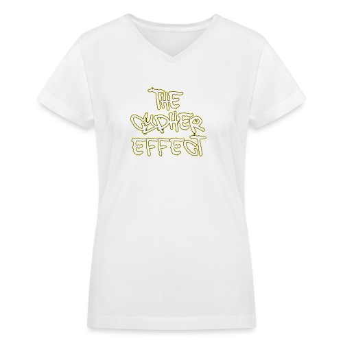 yellow outline tce2 png - Women's V-Neck T-Shirt