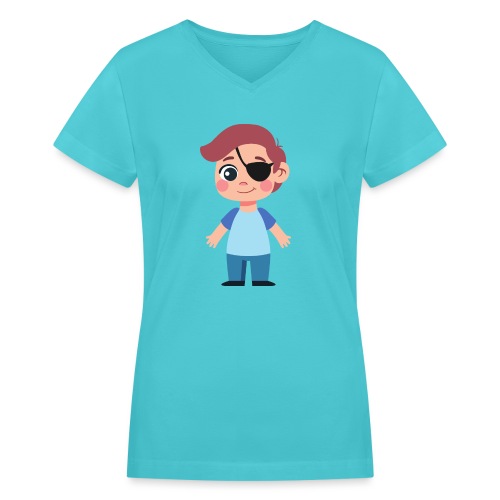 Boy with eye patch - Women's V-Neck T-Shirt