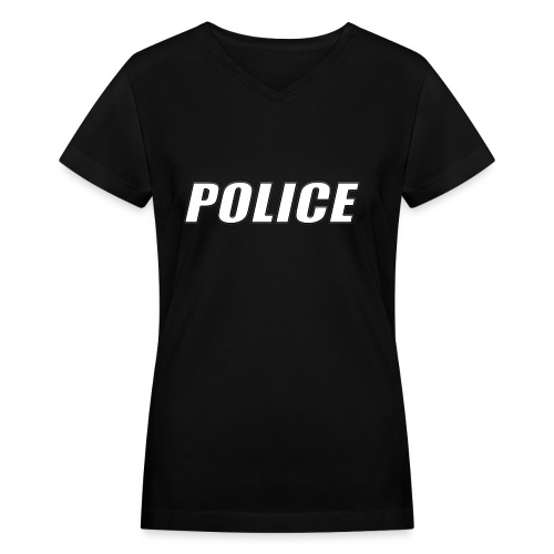 Police White - Women's V-Neck T-Shirt