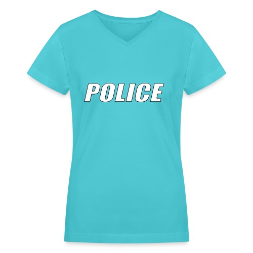 Police White - Women's V-Neck T-Shirt