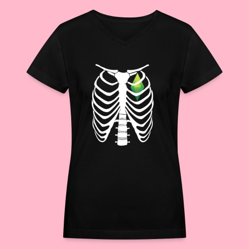 SimSkeleton Ribcage Plumbob Heart - Women's V-Neck T-Shirt