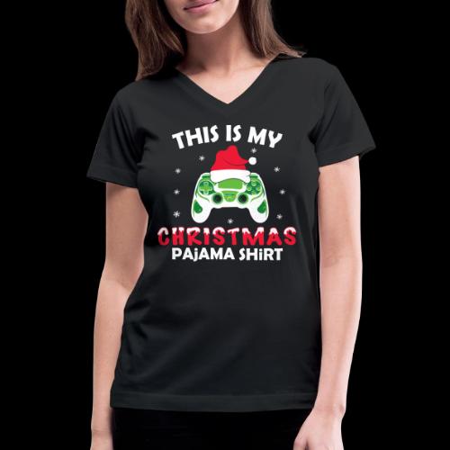 Christmas Gamer Pajama - Women's V-Neck T-Shirt