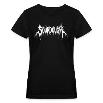 Ritual Night Black Metal Logo Tee - Women's V-Neck T-Shirt - black - Front - Julia (174cm)