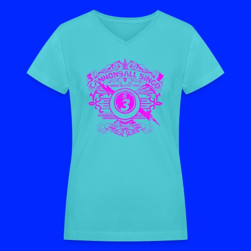 Vintage Cannonball Bingo Crest Pink - Women's V-Neck T-Shirt