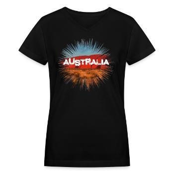 Australia - Women's V-Neck T-Shirt - black - Front - Julia (174cm)