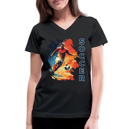 Soccer Action Pulse - Women's V-Neck T-Shirt