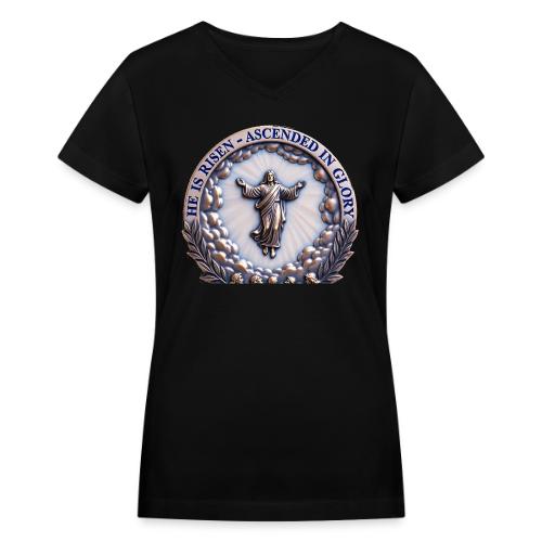 He Is Risen Ascended In Glory T Shirt, Gift - Women's V-Neck T-Shirt