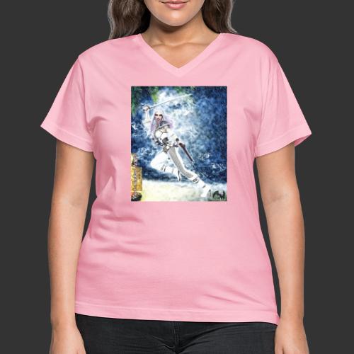 Undead Angel Vampire Pirate Pearl F001 - Women's V-Neck T-Shirt