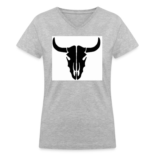 Longhorn skull - Women's V-Neck T-Shirt