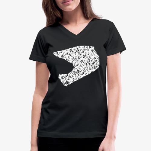 Floral Helmet - Women's V-Neck T-Shirt