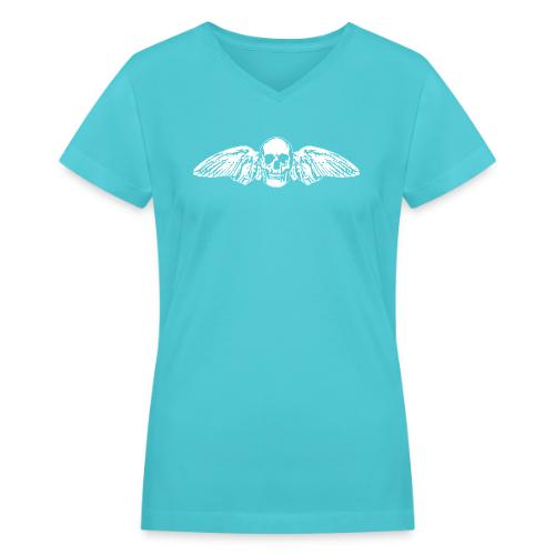 Skull + Wings - Women's V-Neck T-Shirt