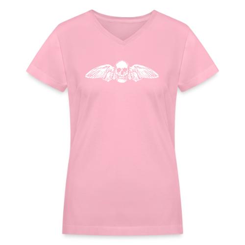Skull + Wings - Women's V-Neck T-Shirt