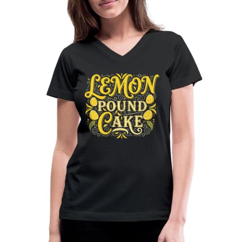 Lemon Pound Cake Vintage Flourish - Women's V-Neck T-Shirt