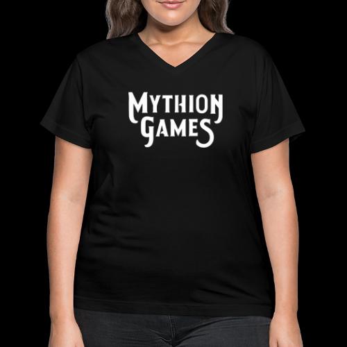 Mythion Logo White - Women's V-Neck T-Shirt