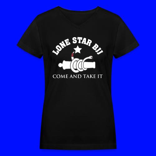 Lone Star BJJ - Come and Take It - White and Red - Women's V-Neck T-Shirt