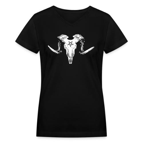 Goat Skull - Women's V-Neck T-Shirt