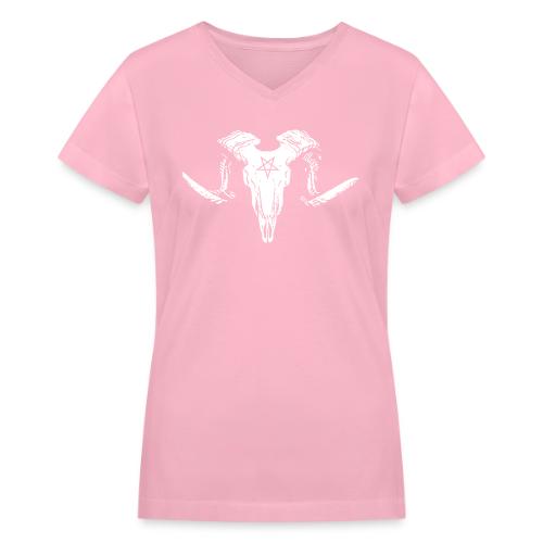 Goat Skull - Women's V-Neck T-Shirt