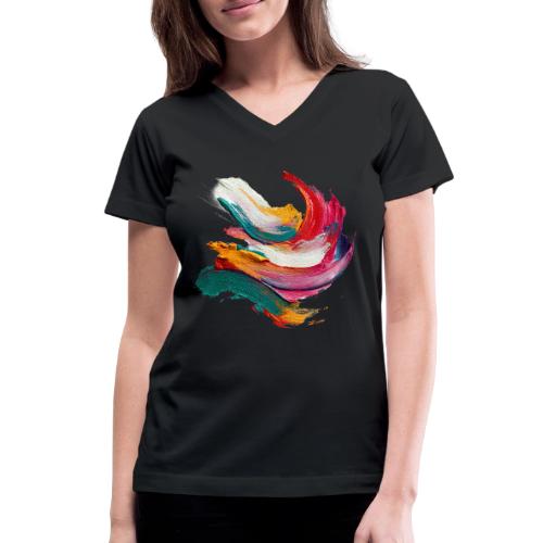 Colorful brushstrokes - Women's V-Neck T-Shirt