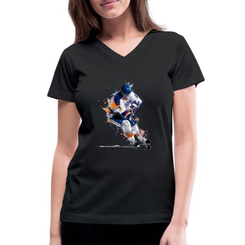 Hockey: Icy Streaks - Women's V-Neck T-Shirt