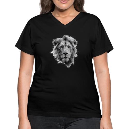 Lion: Monochrome King - Women's V-Neck T-Shirt