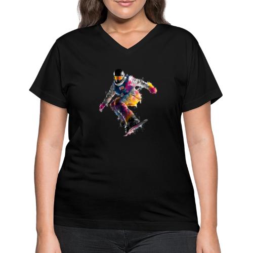 Snowboarding: Frozen Palette - Women's V-Neck T-Shirt